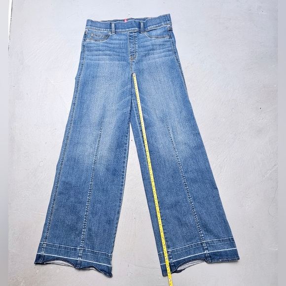 SPANX Sz L ShapeWear Light Blue 360 Authentic Wide Leg Denim Jeans - Picture 5 of 11